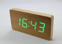 Wall Clock*LED wood clock*Time Date Temperature display*5 Alarms*Ultra-thin shape*Adapter power supply