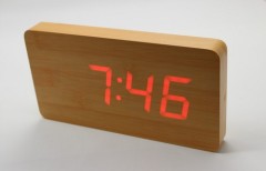 Wall Clock*LED wood clock*Time Date Temperature display*5 Alarms*Ultra-thin shape*Adapter power supply