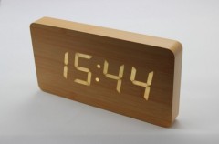 Wall Clock*LED wood clock*Time Date Temperature display*5 Alarms*Ultra-thin shape*Adapter power supply