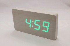 Wall Clock*LED wood clock*Time Date Temperature display*5 Alarms*Ultra-thin shape*Adapter power supply