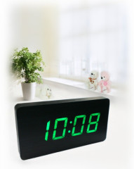 Wall Clock*LED wood clock*Time Date Temperature display*5 Alarms*Ultra-thin shape*Adapter power supply