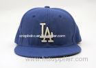 Customized Acrylic Blue Flat Bill Hats 3D Embroidered Snapback Adjustable