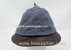 Unisex Linen Peaked Duckbill Hat Cap With Curved Brim , Blue And Brown