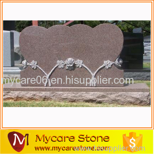 Double Heart with Sculpted Roses Tombstone