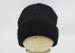 Black Winter Knitted Beanie Hats Double Layer Foldable For Boy / Girls