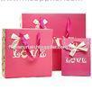 Pink Cutom Color Printing Paper Gift Bags , Recycled Paper Shopping Bags