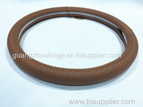 new design emboss leather rubber molded car steering wheel cover