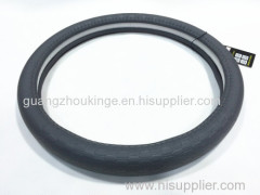 grey/black/beige color emboss leather rubber molded car steering wheel cover