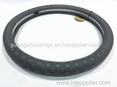 grey/black/beige/brown color emboss leather rubber molded car steering wheel cover