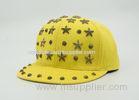 Fashion Flat Bill Yellow Snapback Caps Youth With Metal Star Emblem