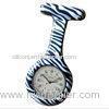 Tear Resistant Ladies silicone Fob Watches For Nurses Printing Zebra Pattern