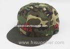Flat Brim Fitted Baseball Caps Embroidered , Camouflage Snapback Cap