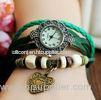 Love Heart Shape Charms Braided Leather Ladies Quartz Bracelet Watch China Movement