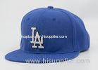 Letter Flat Bill Snapback Hats Blue 6 Panel Flexible Back Closure , Sun Baseball Cap