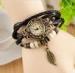 Water Resistant Braided Leather Ladies Bracelet Wrist Watches In Black , Red , Orange