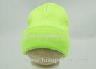 Acrylic Winter Fluorescence Green Beanie Hats Knitted Super Elastic