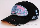 Cool Hip-Hop Black Cotton Baseball Caps Curved Bill For Women / Ladies