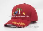 Customizable Red Sport Baseball Caps Embroidered 3D Logo With Velcro Back