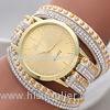 Korea Rope Braided Leather Geneva Flower Watch Gold Face , Geneva Wrap Watch