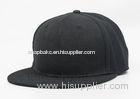 Six Panels Flat Black Plain Baseball Caps Snapback Acrylic 58 cm Personalized