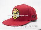 5 Panel Red Cotton Flat Bill Hats Visor Weave Patch Embroidery Logo