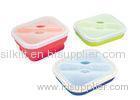 Non - Toxic Green Silicone Lunch Containers For Storage Square or Rectangle Shaped