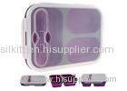 Large 3 Compartment Folding Food Grade Silicone Lunch Box With Transparent Lid