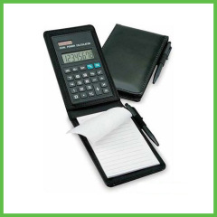 Leather Cover Pocket Notebook with Calculator and pen