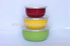 3pcs Promotion Enamel Bowl with Colorful