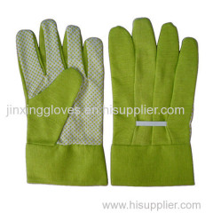 Unisex cotton with PVC dotted garden work gloves