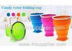 Travel camping Eco - friendly collapsible silicone cup With Stainless Steel Opening