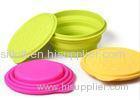 Customized Green Pink color collapsible silicone mixing bowl with lid for outside