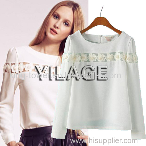 2015 dress factory recomend Chiffon Bead Blouse for Women