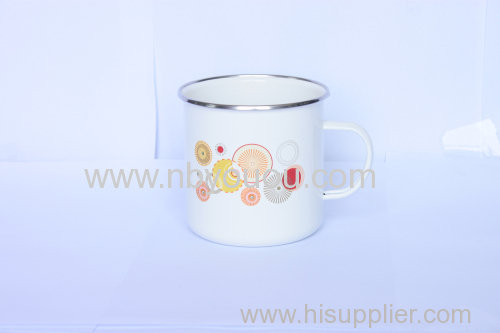 glossy appearance enamel mug with no lid
