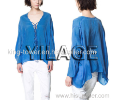 2015 dress factory Wholesale V neck plain chiffon blouse