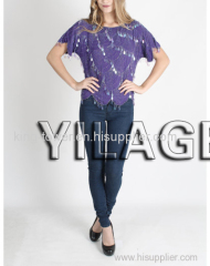 2015 dress factory recommend hot sale purple bead blouse for women