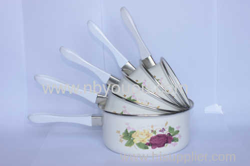 5pcs outstanding performance enamel saucepan set with bakelite handle