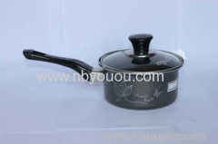 Enamel Cooking Pan With Mirror Face with Plastic Black Handle