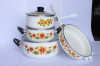 enamel saucepan set with bakelite handle