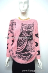 90%polyester 10%spandex women's feather yarn knitted pullover