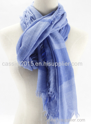 blue/light blue yarn dyed 100% viscose scarf