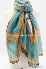 colorful fashion print 100%polyester scarf