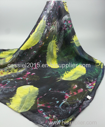 mixed color feather print 100%polyester scarf