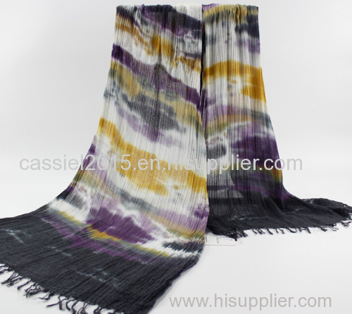 70%viscose30%polyester fashin print scarf with crinkle effect