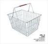 28 Liter Storage Supermarket Metal Shopping Basket With Two Red Plastic Handle