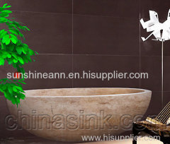 Beige Travertine Indoor Bathtub