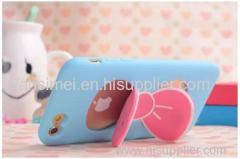 2015 Hot Selling Kitty Bowknot Stents phone case cover with holder Soft Protective Skin Iphone 6