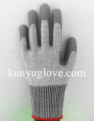 Cut Resistant Glove With PU Palm Coating/ Cut Resistant safety gloves/PU Coated HHPE Cut-Resistant Gloves