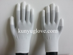 Safety Cleanroom PU fingertip Carbon ESD Gloves Antistatic Glove