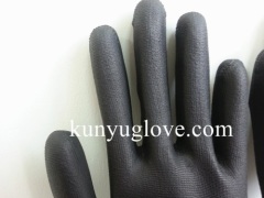 13 Guage black nylon liner with black pu coating gloves